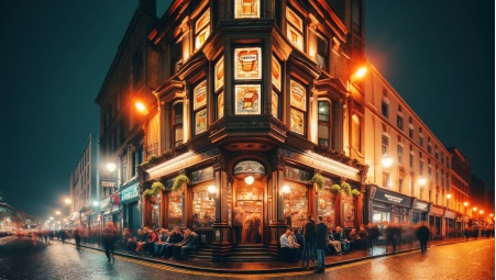 Traditional Irish bar in New York City at Night